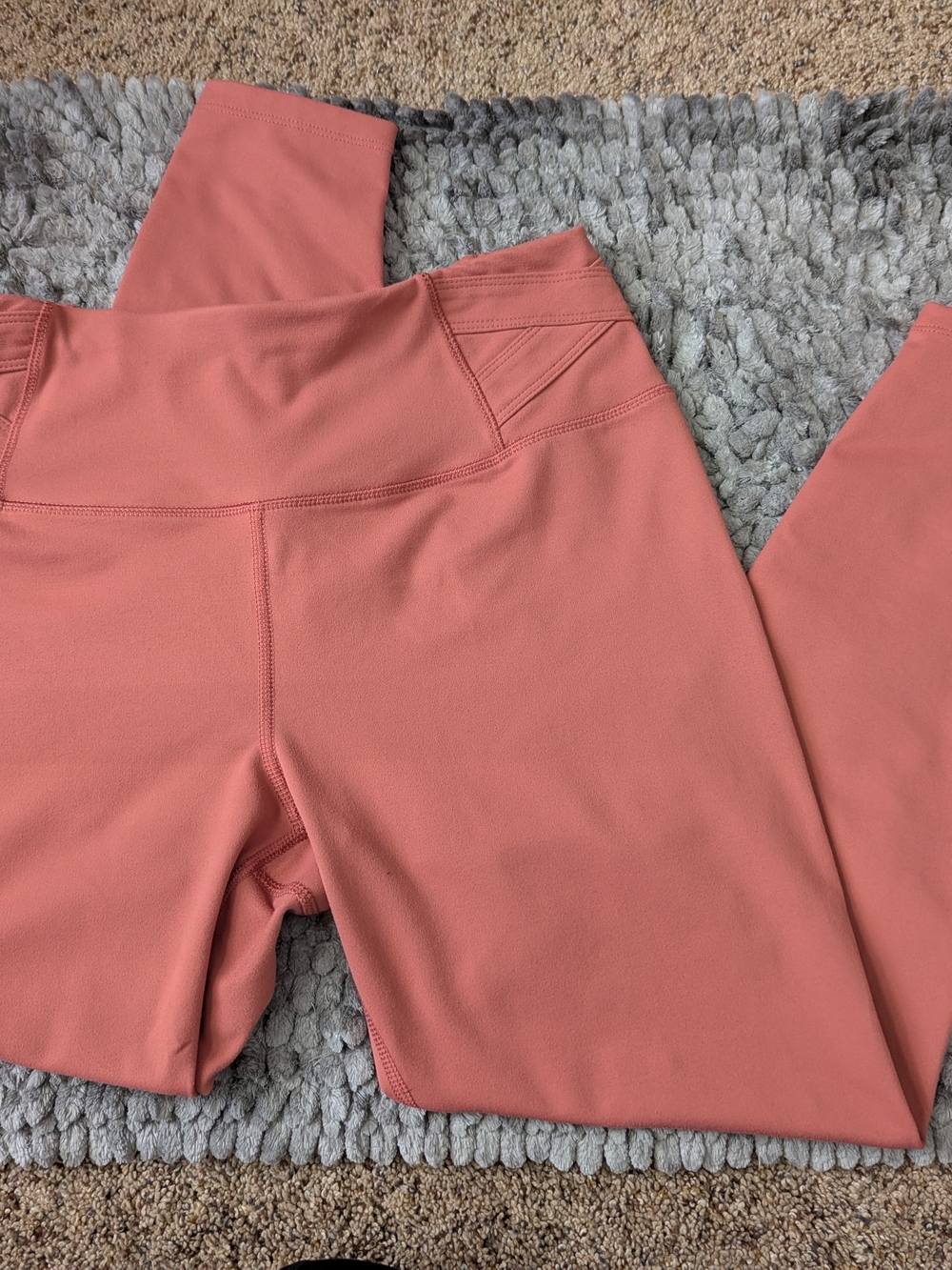 Blush Coral High-Waist Leggings with Subtle Logo